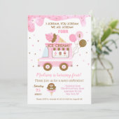 Ice Cream Four 4th Birthday Party Save The Date (Staand voorkant)