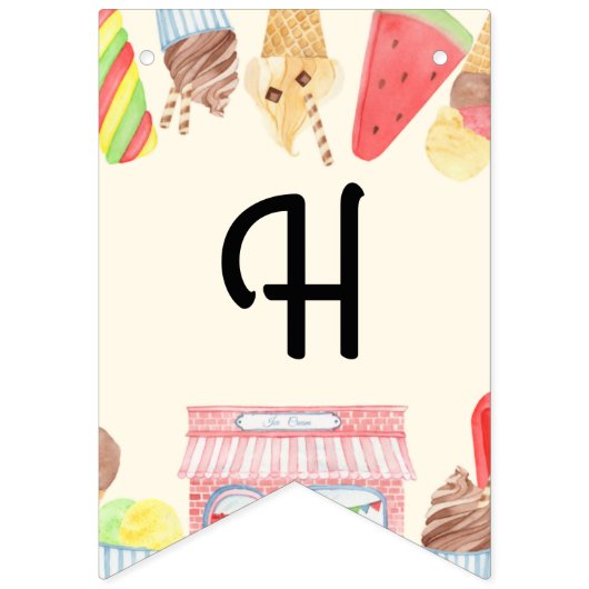 Ice Cream Gelukkige Verjaardag Bunting Banner (Tweede vlag)