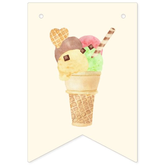 Ice Cream Gelukkige Verjaardag Bunting Banner (Eerste vlag)