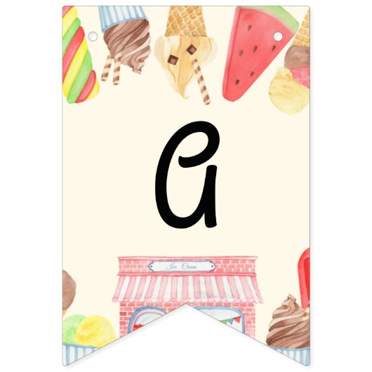 Ice Cream Gelukkige Verjaardag Bunting Banner (Derde vlag)
