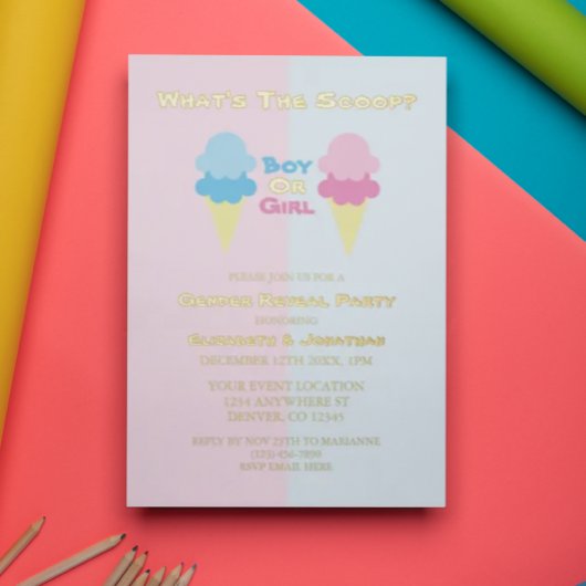 Ice Cream Gender onthullen Folie Uitnodiging