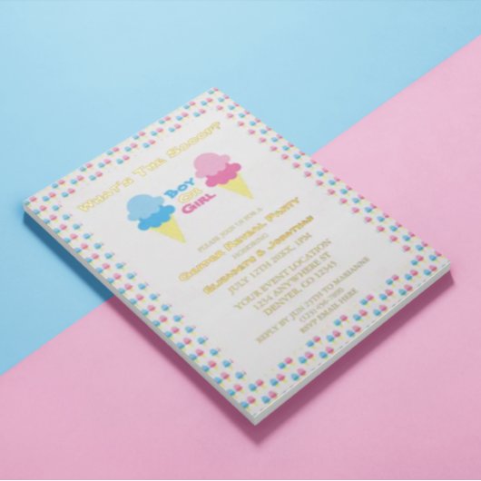 Ice Cream Gender onthullen Folie Uitnodiging