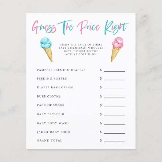 Ice Cream Gender onthullen partijde prijs (Voorkant)