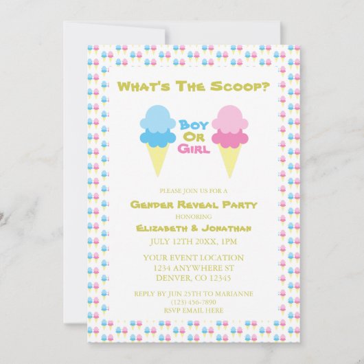 Ice Cream Gender onthulling Uitnodiging (Voorkant)