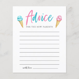 Ice Cream Gender Release Party Advice Card