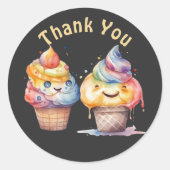 Ice Cream Gender Reveal Dank u Ronde Sticker (Voorkant)