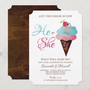 Ice Cream Geslacht Reveal Uitnodigen Kaart