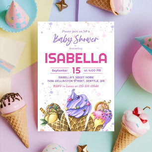 Ice Cream Girl Baby shower Party Kaart