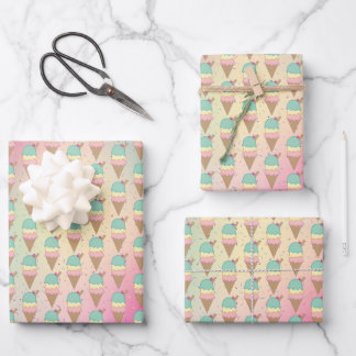 Ice Cream Glitter Sprinkles Verjaardag Inpakpapier Vel