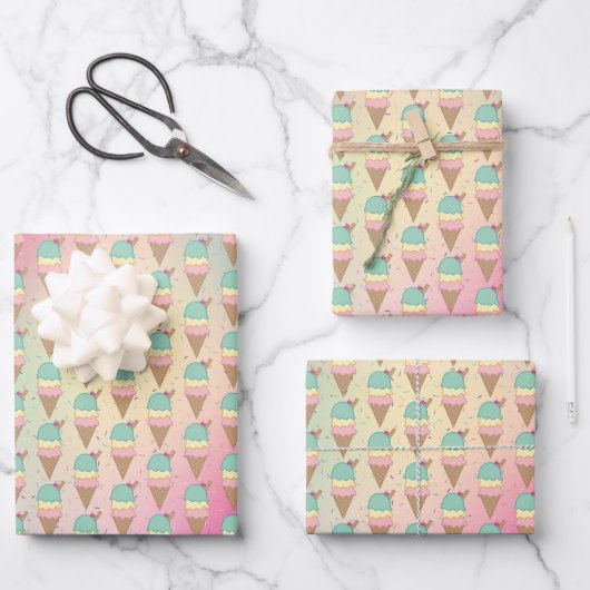 Ice Cream Glitter Sprinkles Verjaardag Inpakpapier Vel (Voorkant)