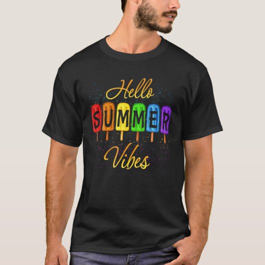 Ice Cream Hallo Summer Vibes Popsicles Rainbow T-shirt (Voorkant)