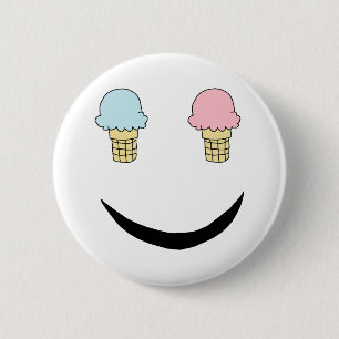 Ice Cream Happy Face Ronde Button 5,7 Cm