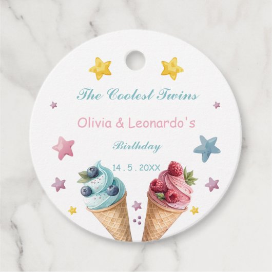 Ice Cream: het coolste verjaardagsfeestje voor twe Bedankjes Labels (Voorkant)