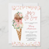 Ice Cream Hier is de Scoop Baby shower Uitnodiging (Voorkant)
