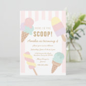 Ice Cream Hier is de Scoop verjaardagsuitnodiging Kaart (Staand voorkant)