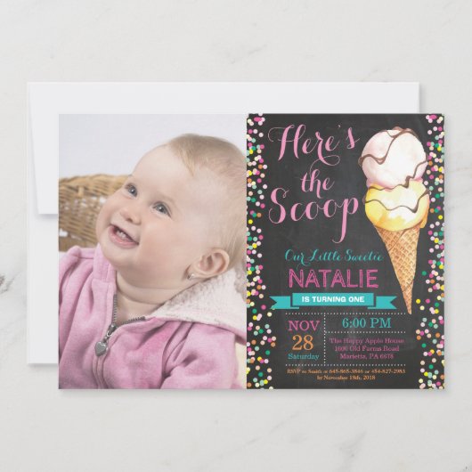 Ice Cream Invitation Anniversaire Tableau de bord  (Devant)