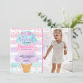Ice Cream Invitation Four Ever Sweet 4th Birthday Kaart (Staand voorkant)