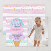 Ice Cream Invitation Four Ever Sweet 4th Birthday