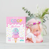 Ice Cream Invitation Ice Cream Birthday Party Kaart (Staand voorkant)
