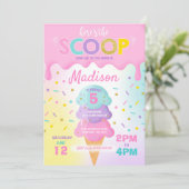 Ice Cream Invitation Ice Cream Birthday Party Kaart (Staand voorkant)
