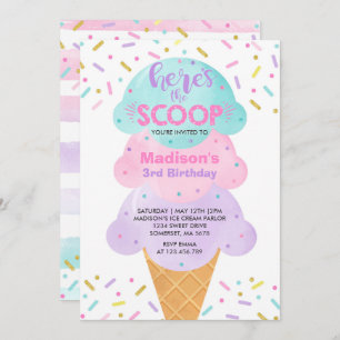 Ice Cream Invitation Ice Cream Birthday Party Kaart