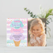 Ice Cream Invitation Three is de zoete derde verja Kaart (Staand voorkant)