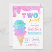 Ice Cream Invitation Two Sweet 2nd Birthday Invite Kaart (Voorkant)