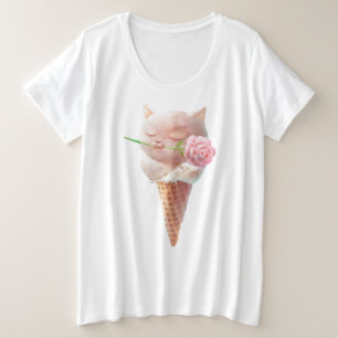 Ice Cream Kat – Rosy & Dreamy Grote Maat T-shirt