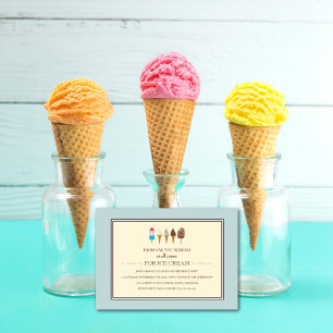 Ice Cream Kids Birthday Party Invitations Kaart