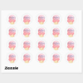 Ice Cream Kinderen, roze blauwe naam Ronde Sticker (Vel)