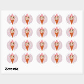Ice Cream Koe Sweet Cone Snow Aardbei Winter Ronde Sticker (Vel)