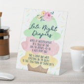 Ice Cream Late Night Diapers Baby shower Advice Reclamebord Met Voetstuk (Insitu)