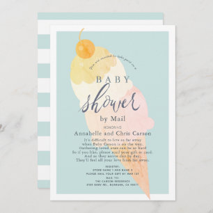 Ice Cream Light Blue Boy Baby shower per post Kaart