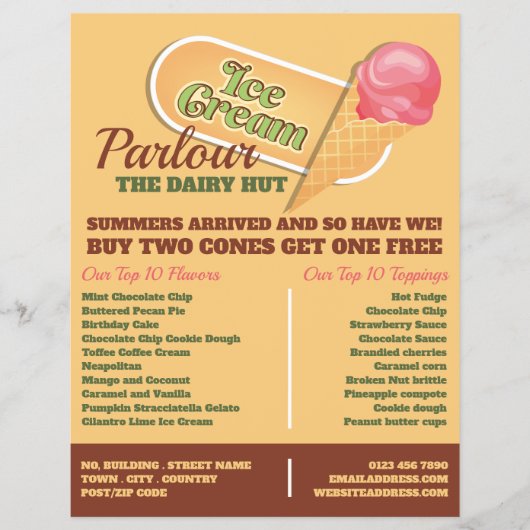 Ice Cream Logo, Ice Cream Parlor Adverteren Flyer (Voorkant)