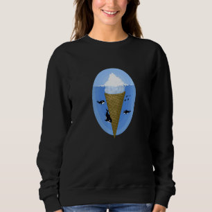 Ice Cream Lover Iceberg in Ocean Surreal Orca Whal Trui