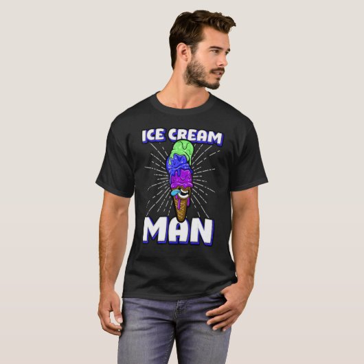 Ice Cream Man Wilde Ice Cone Scoops Tongue T-shirt (Voorkant volledig)