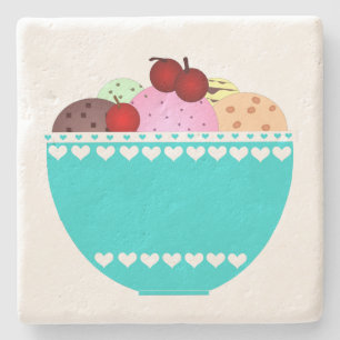 Ice Cream met Cherries Stone Onderzetter