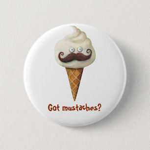 Ice Cream met Mustaches Ronde Button 5,7 Cm