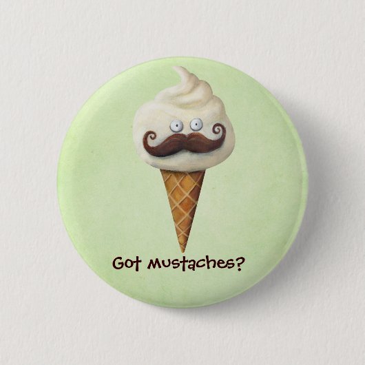 Ice Cream met Mustaches Ronde Button 5,7 Cm (Voorkant)