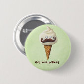 Ice Cream met Mustaches Ronde Button 5,7 Cm (Voorkant /achterkant)