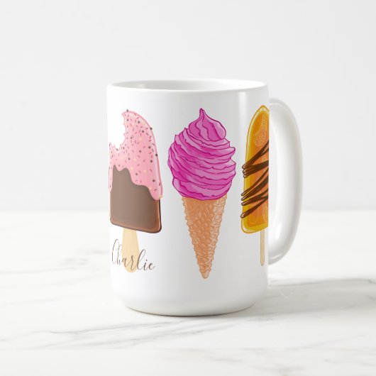 Ice Cream mokken met aangepaste namen (Voorkant rechts)