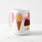 Ice Cream mokken met aangepaste namen (Voorkant links)