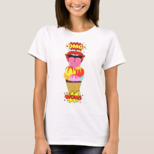 Ice Cream OMG WOW - illustratie Pop kunst T-shirt
