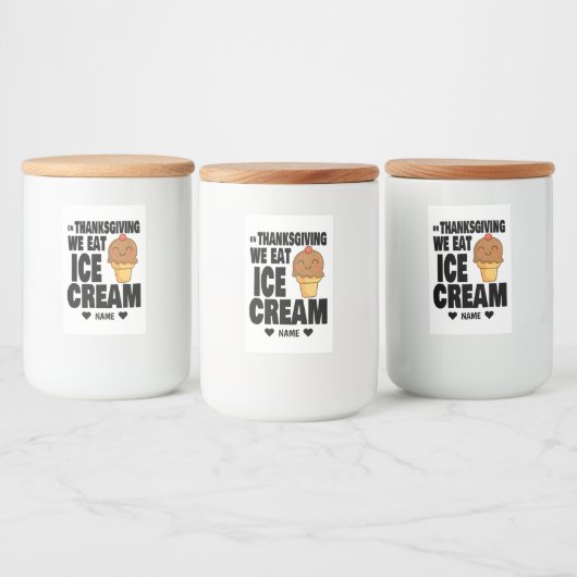 Ice Cream on Thanksgiving Voedselcontainer Etiket (Flessen)