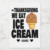 Ice Cream on Thanksgiving Voedselcontainer Etiket (Enkel label)