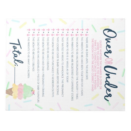 Ice Cream Over of Onder Douche Game Pack Notitieblok (Voorkant)