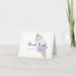 Ice Cream Paarse Baby shower Bedankkaart