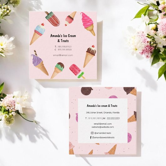 Ice Cream Parlor Boutique Carte de visite rose