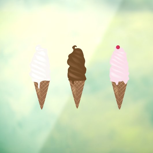 Ice Cream Parlor Cones Window Cling Raamsticker (Vel 3)