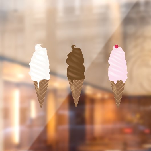 Ice Cream Parlor Cones Window Cling Raamsticker (Vel 2)